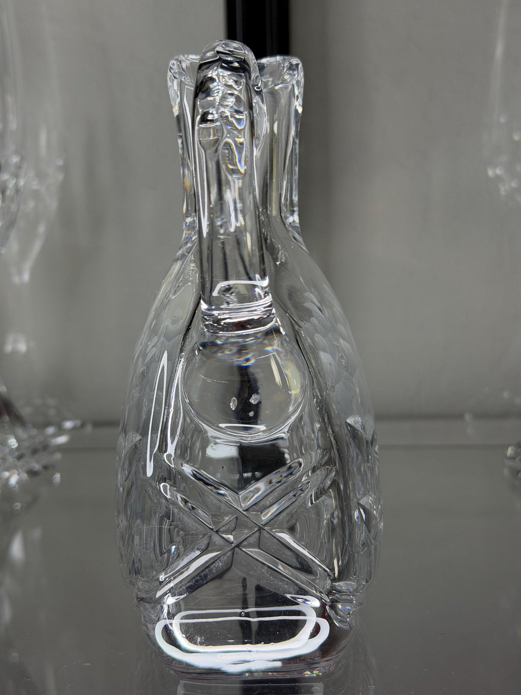 Hand-Cut Crystal Pitcher – Floral Etched Bohemian Glass Vase Czech Republic
