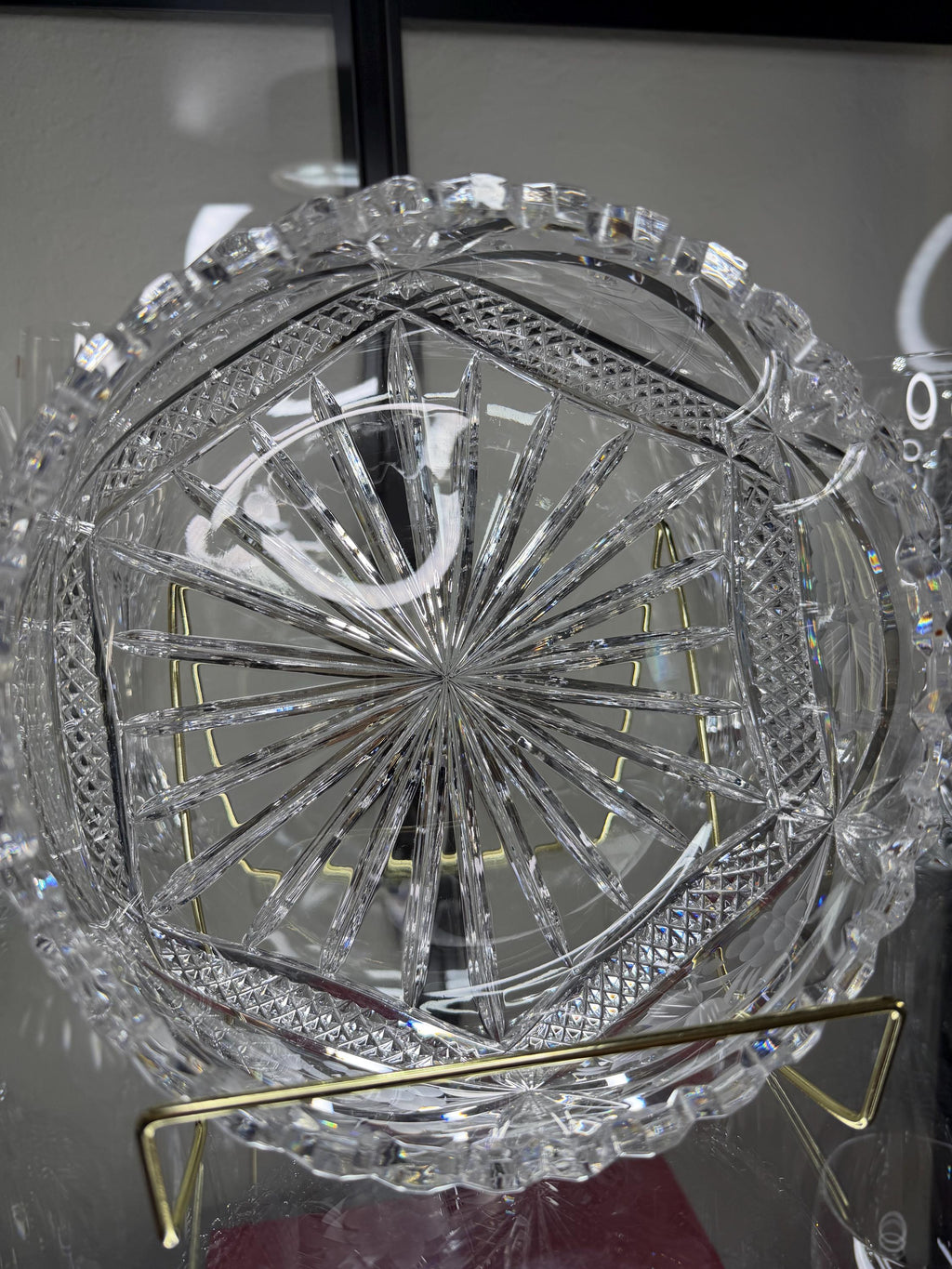 Hand-Cut Crystal Pitcher – Floral Etched Bohemian Glass Vase Czech Republic