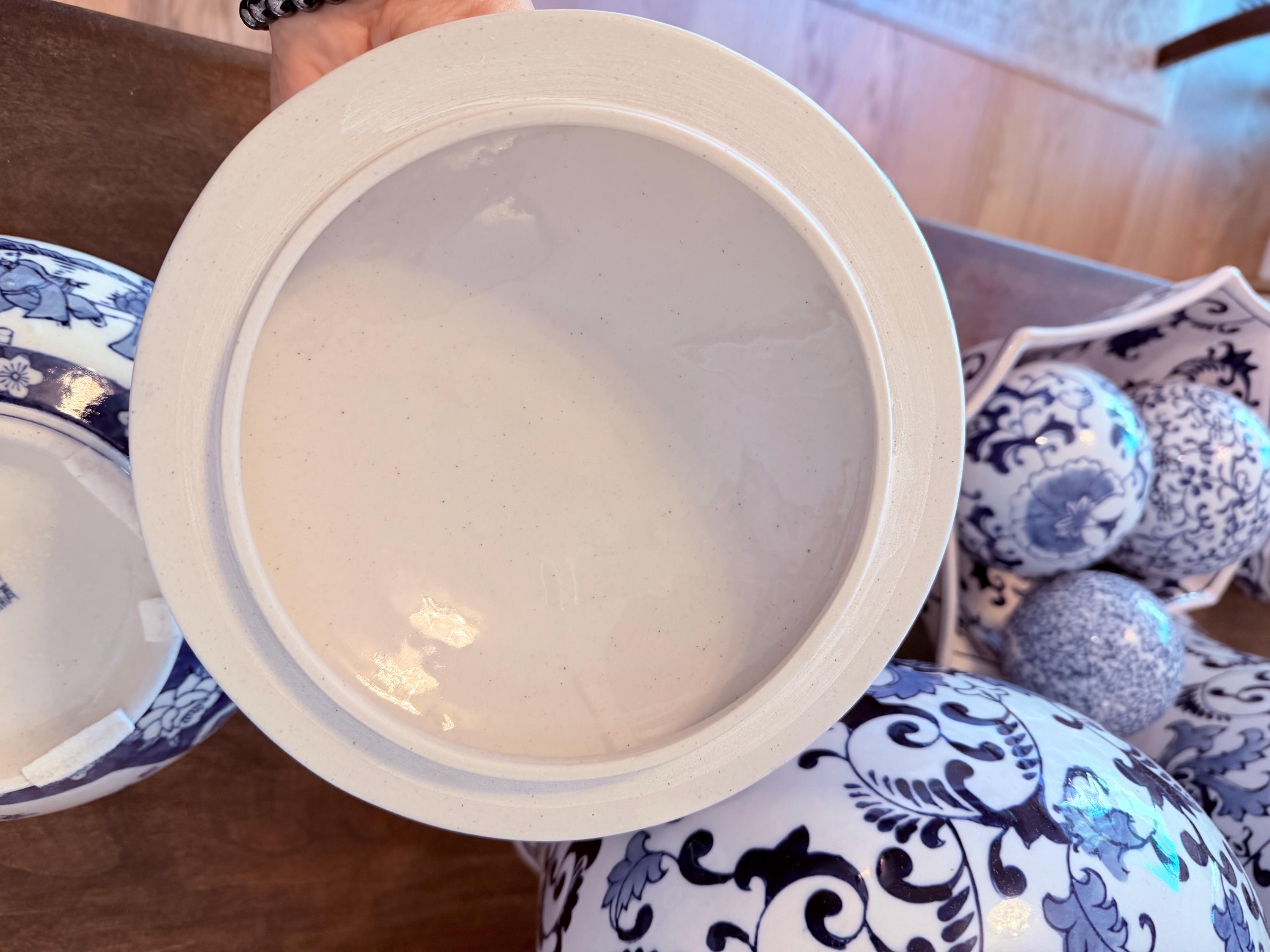 Blue White Porcelain Lidded Bowl | Chinese Landscape Calligraphy Motif Gaiwan