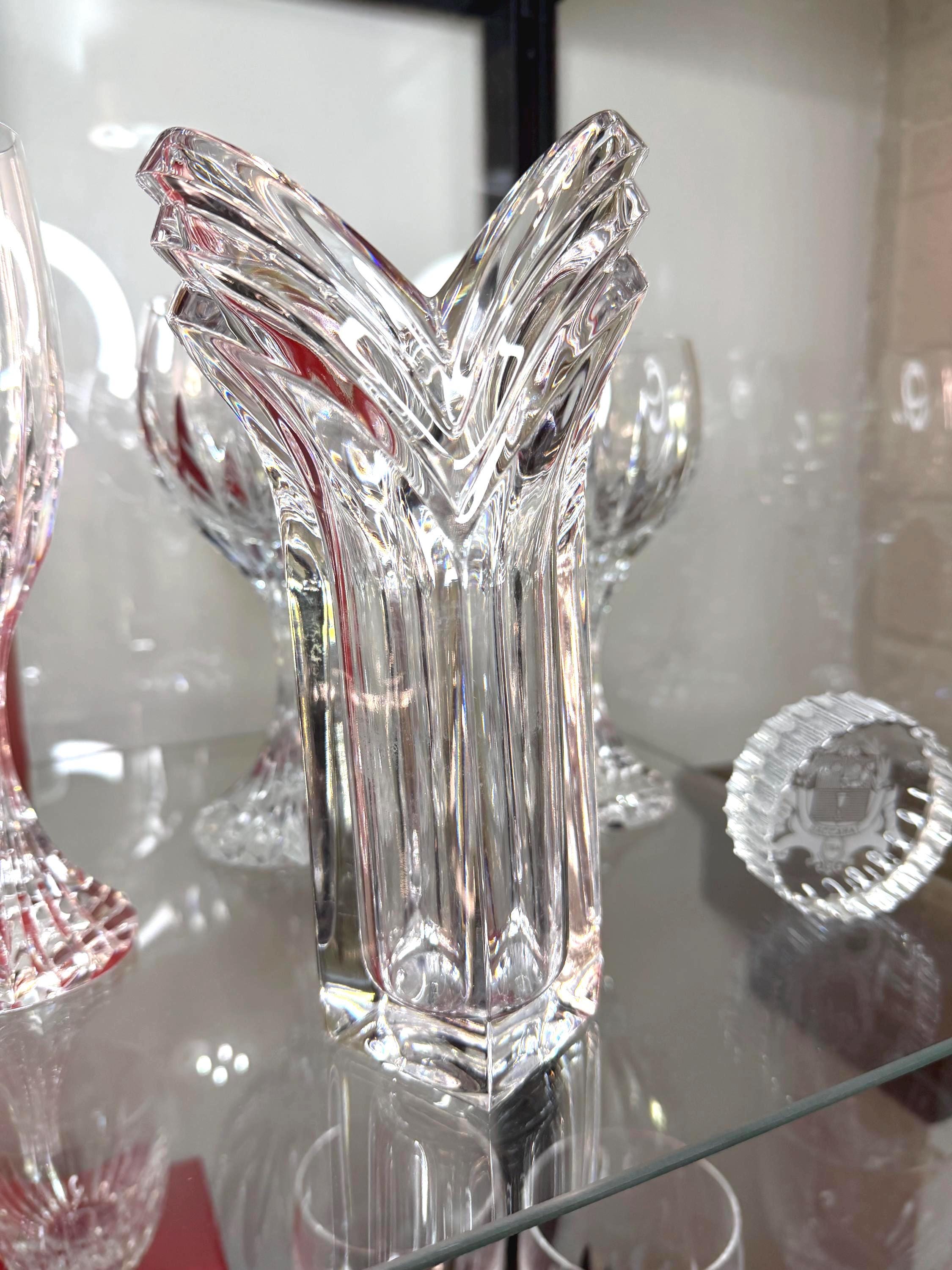Lead Crystal Bud Vase – Sculptural Faceted Modernist Flower Decor