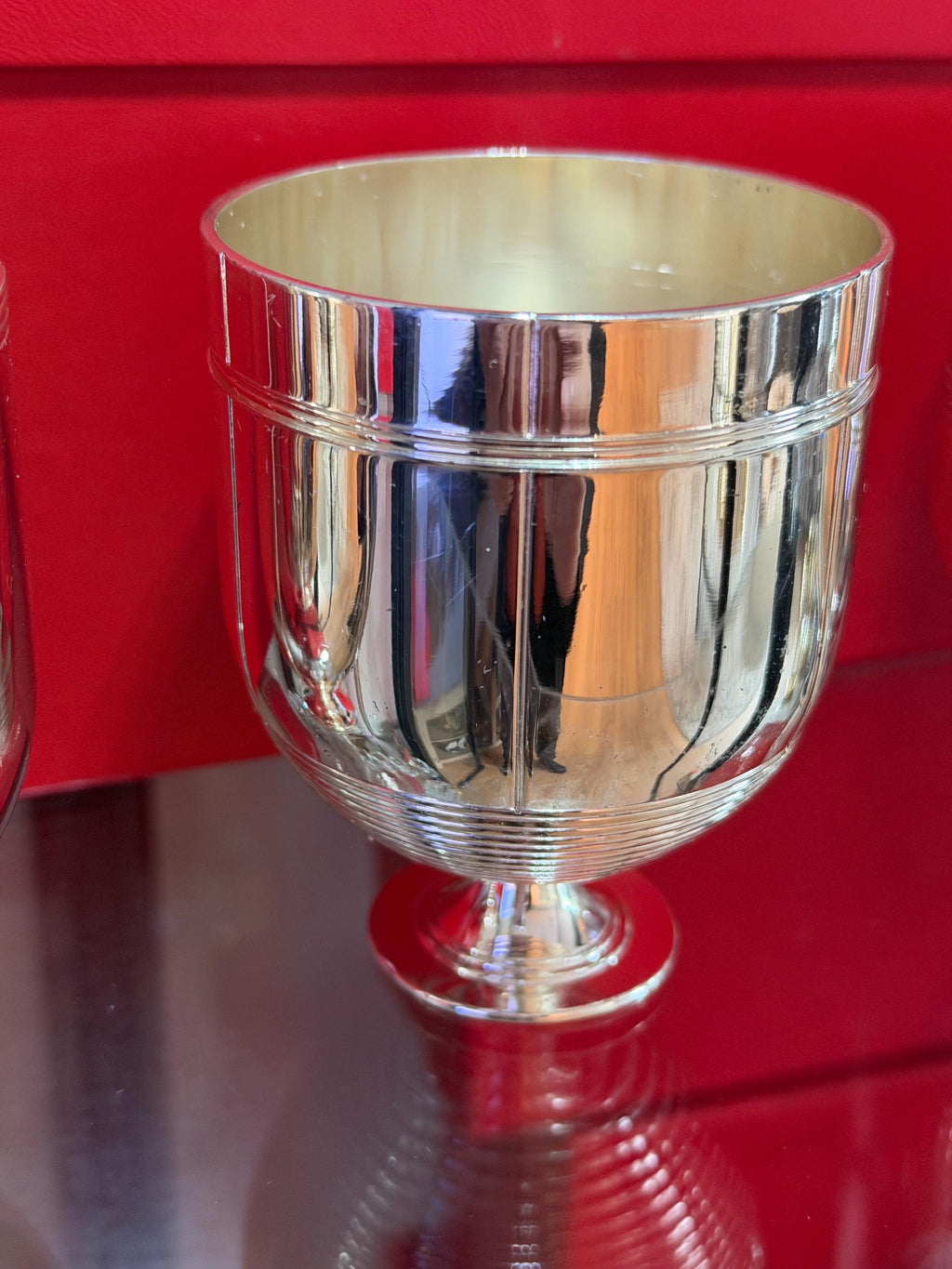 Silverplate Goblets Set – Gold Wash Interior, Mid-Century Villa Plate Barware Italian