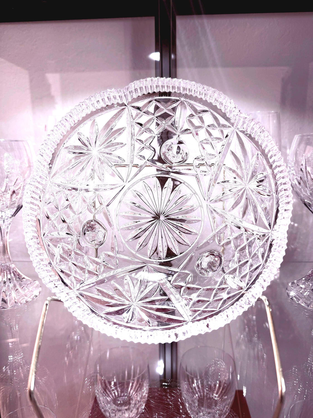 Heavy Cut Crystal Bowl Footed Starburst Pattern Leg Crystal Dish Elegant Centerpiece