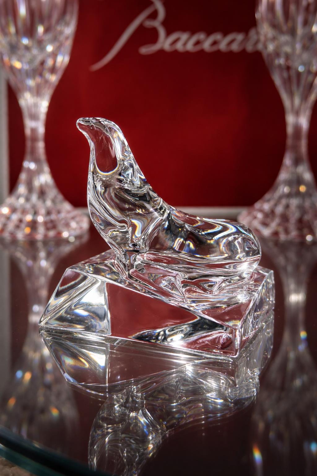 Baccarat Crystal Seal Figurine France Signed Sea Lion Iceberg Sculpture 3.5” Luxury With Box