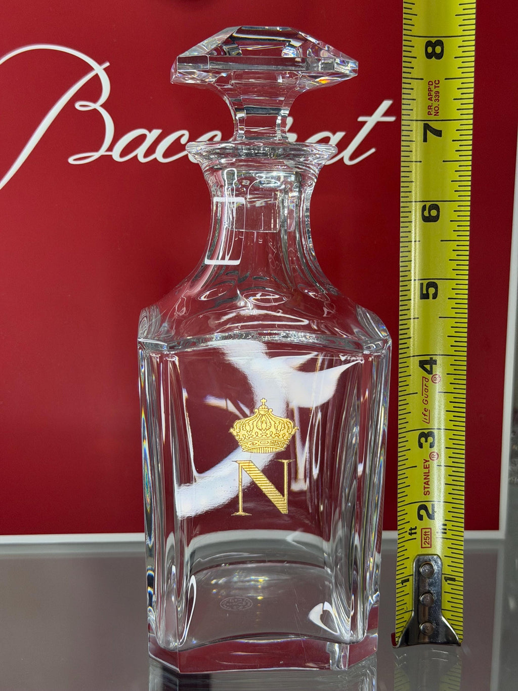 Baccarat Crystal Decanter w/ Monogram & Crown + Baccarat Box + Brandy with Box