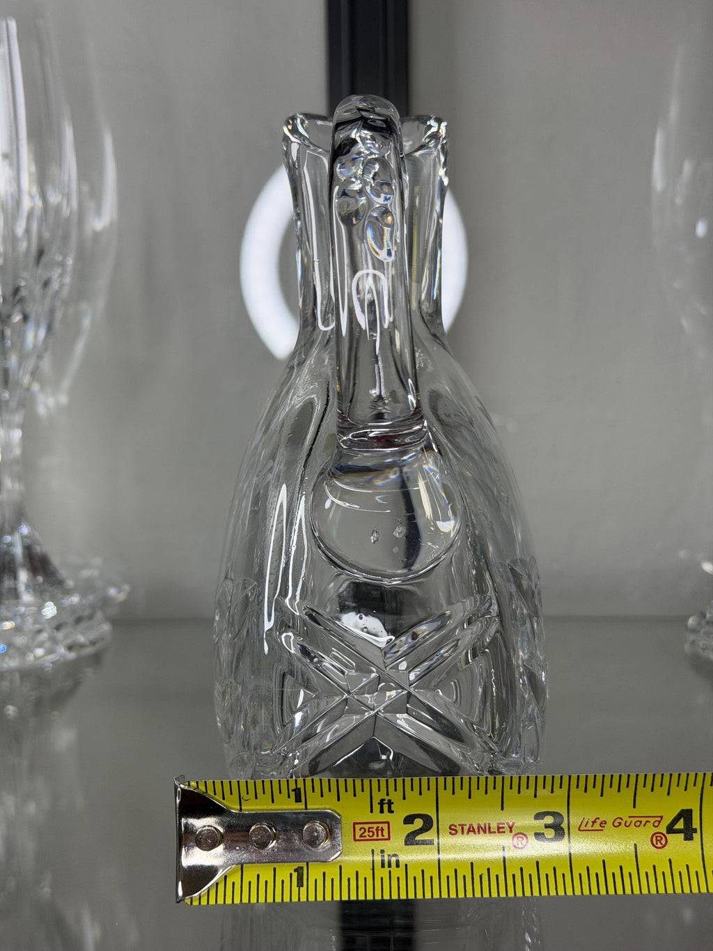 Hand-Cut Crystal Pitcher – Floral Etched Bohemian Glass Vase Czech Republic
