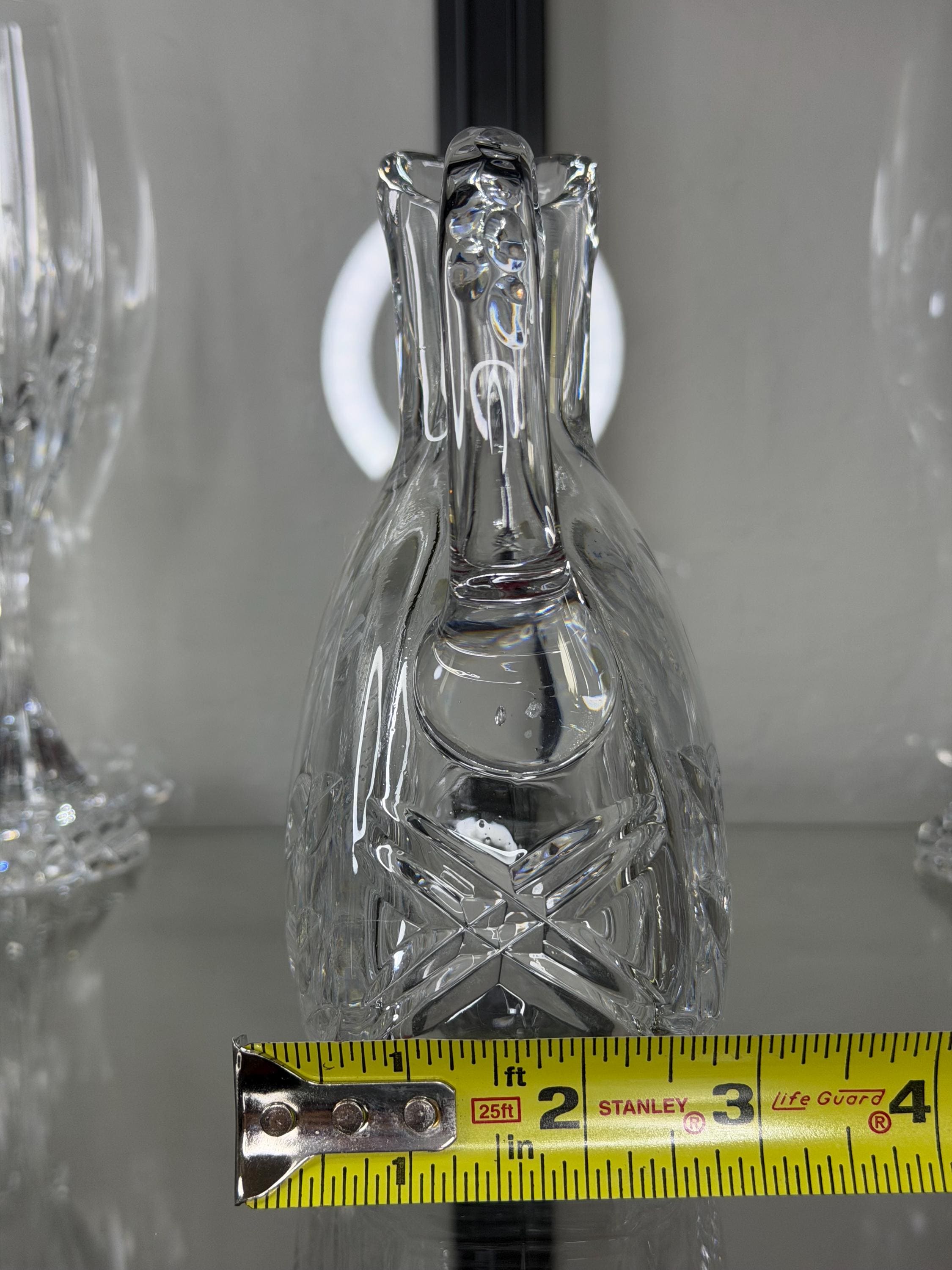 Hand-Cut Crystal Pitcher – Floral Etched Bohemian Glass Vase Czech Republic