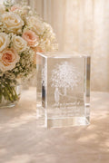 3D Laser Etched Crystal Block | Tree Scene, Uplifting Quote, Spiritual Decor