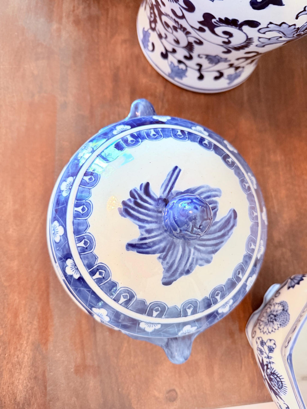 Blue White Porcelain Lidded Bowl | Chinese Landscape Calligraphy Motif Gaiwan