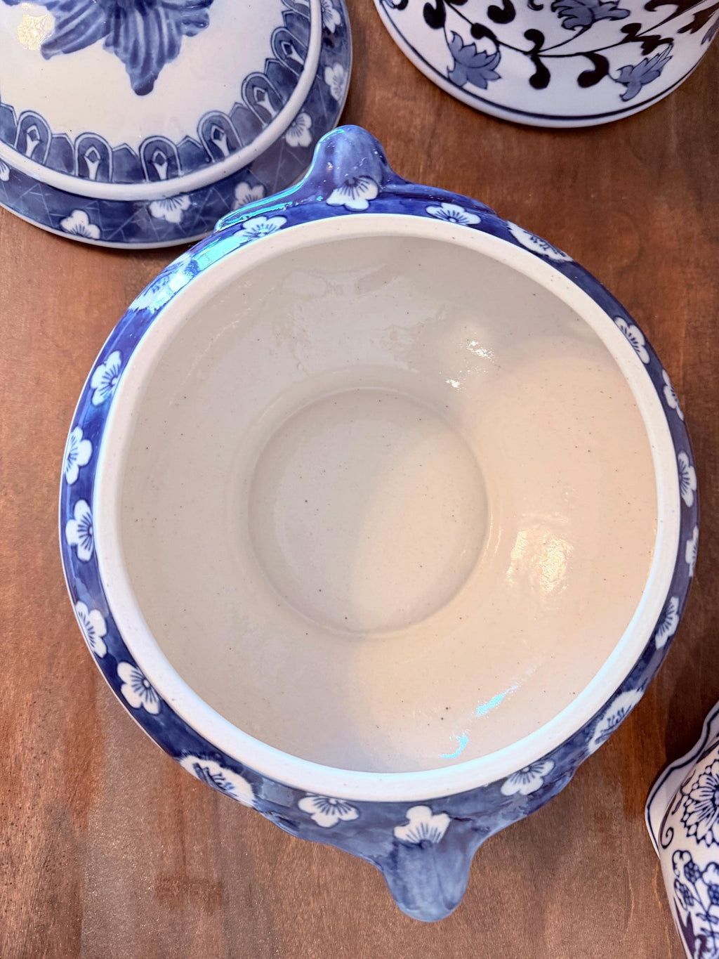 Blue White Porcelain Lidded Bowl | Chinese Landscape Calligraphy Motif Gaiwan
