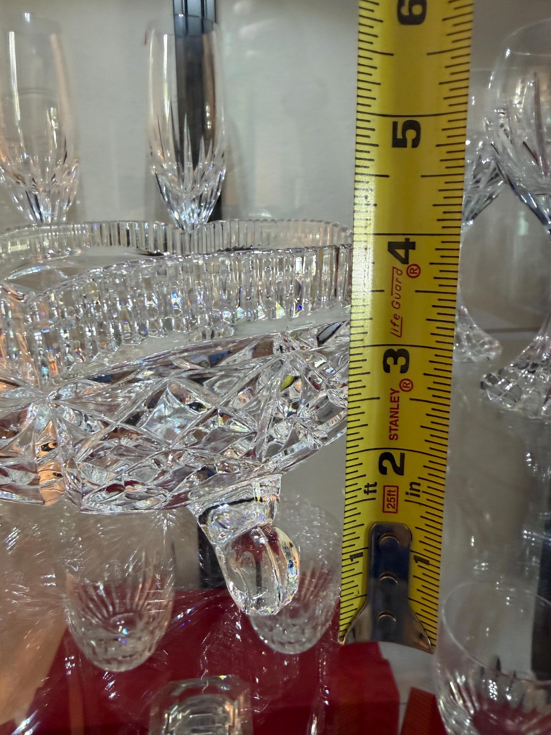 Heavy Cut Crystal Bowl Footed Starburst Pattern Leg Crystal Dish Elegant Centerpiece