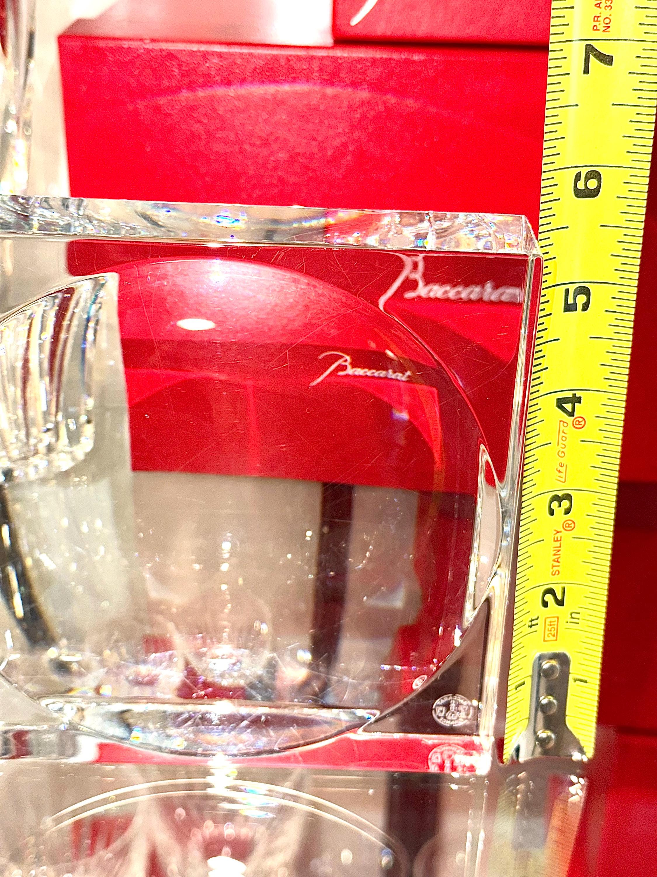 Baccarat Crystal Block Vase – Signed French Modern Glass Catchall 5” x 4” with Box