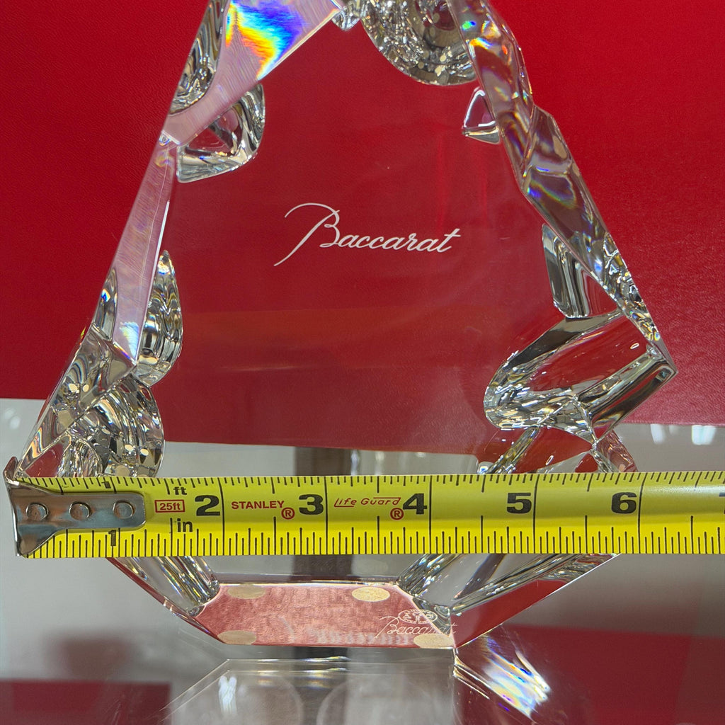 Baccarat Crystal Sculpture, Modern Faceted Form, Double Signed Art Glass BOX INCLUDED