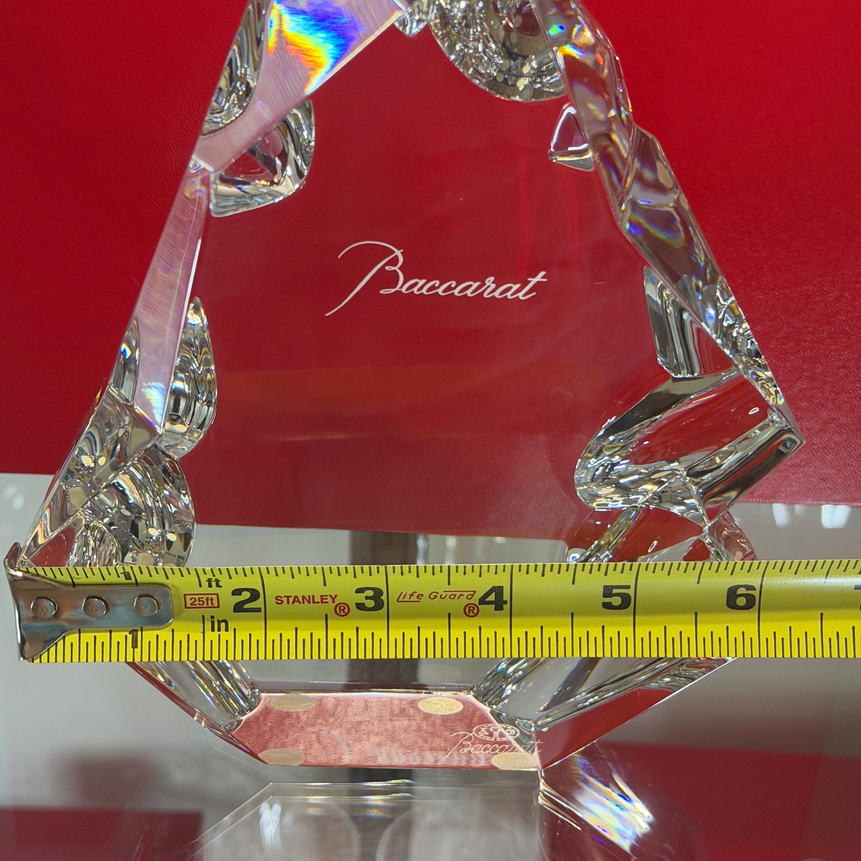 Baccarat Crystal Sculpture, Modern Faceted Form, Double Signed Art Glass BOX INCLUDED
