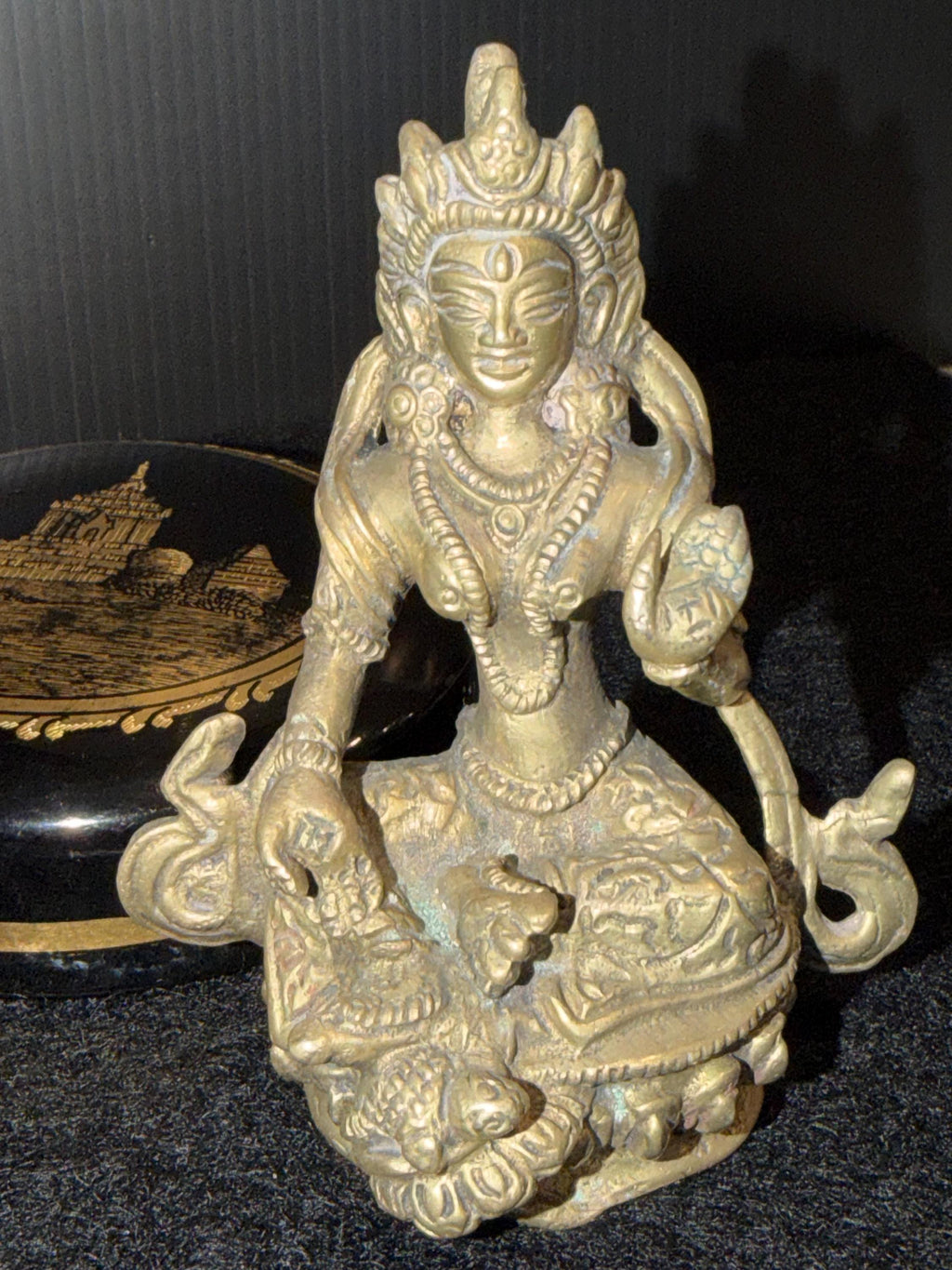 Cast Brass Buddhist Goddess Statue – Tara Style Altar Decor