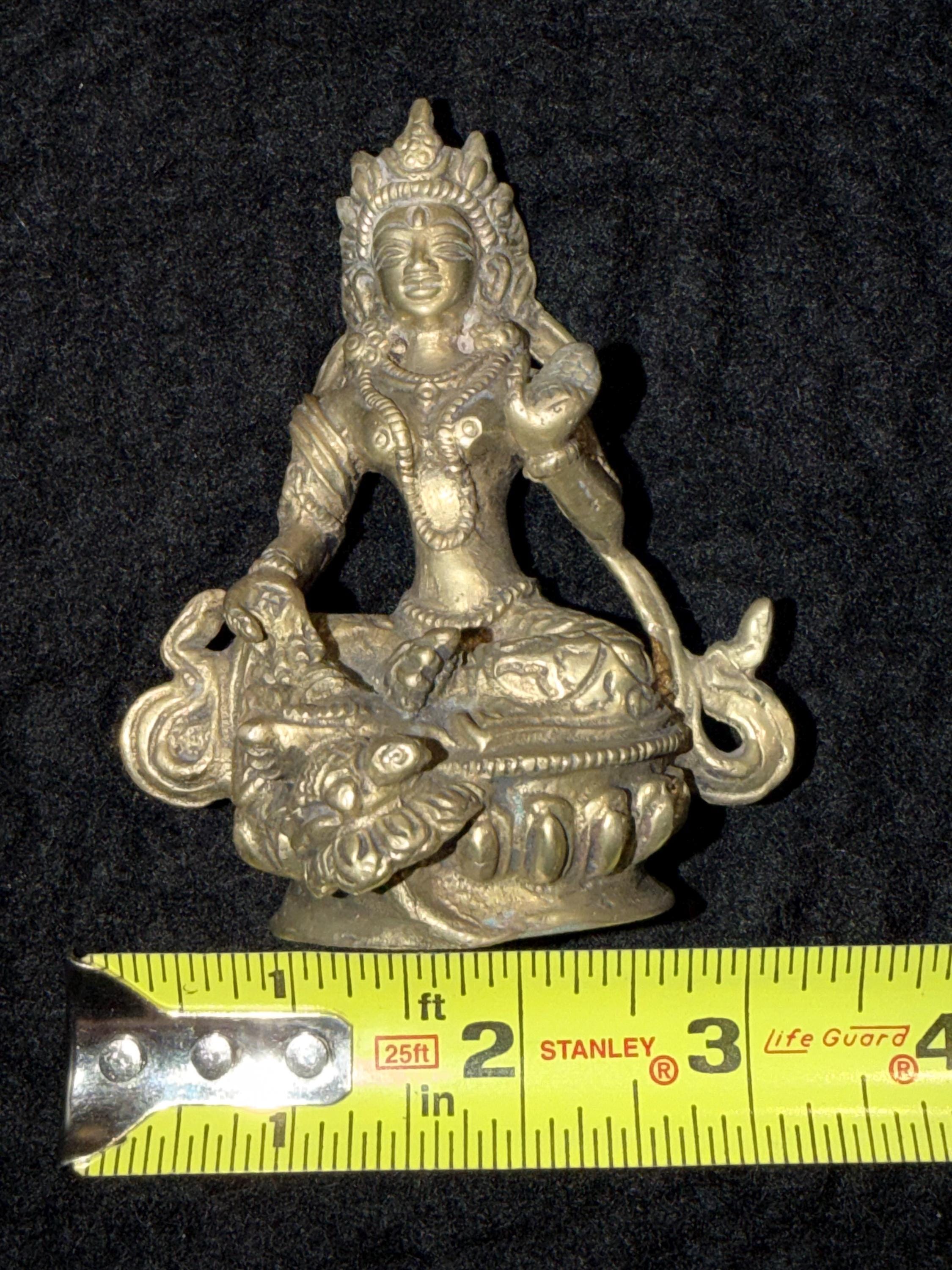 Cast Brass Buddhist Goddess Statue – Tara Style Altar Decor
