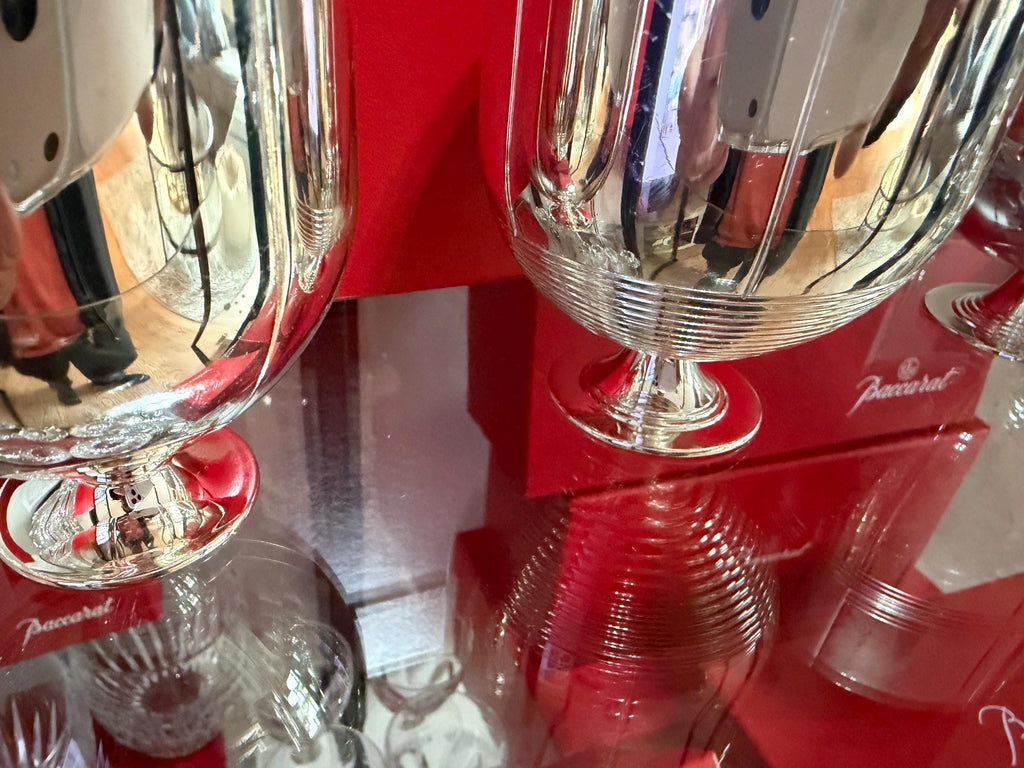 Silverplate Goblets Set – Gold Wash Interior, Mid-Century Villa Plate Barware Italian