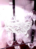 Heavy Cut Crystal Bowl Footed Starburst Pattern Leg Crystal Dish Elegant Centerpiece