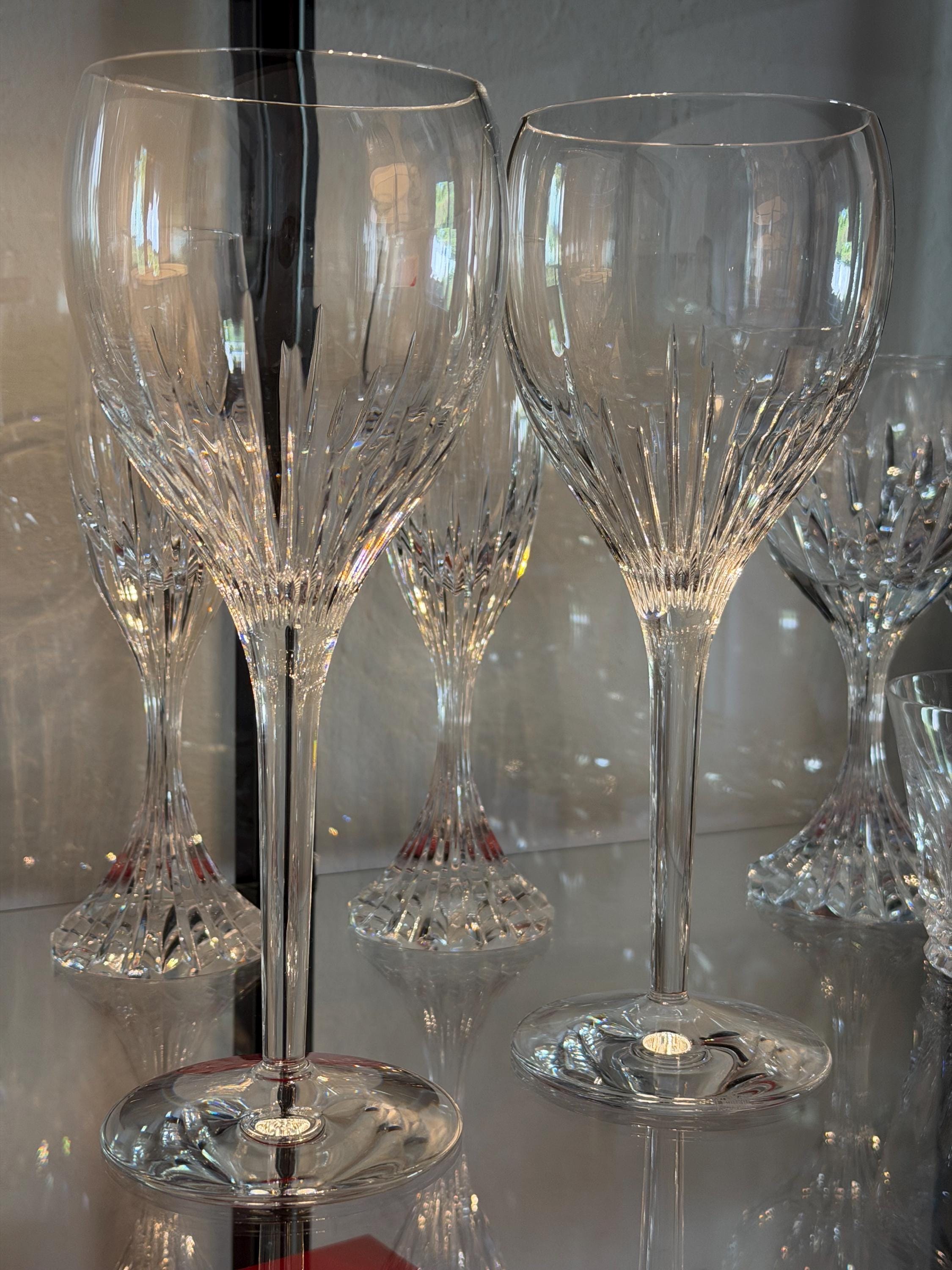 Set of 2 Waterford Crystal Tall Wine Goblets, Signed Irish Cut Crystal Stemware
