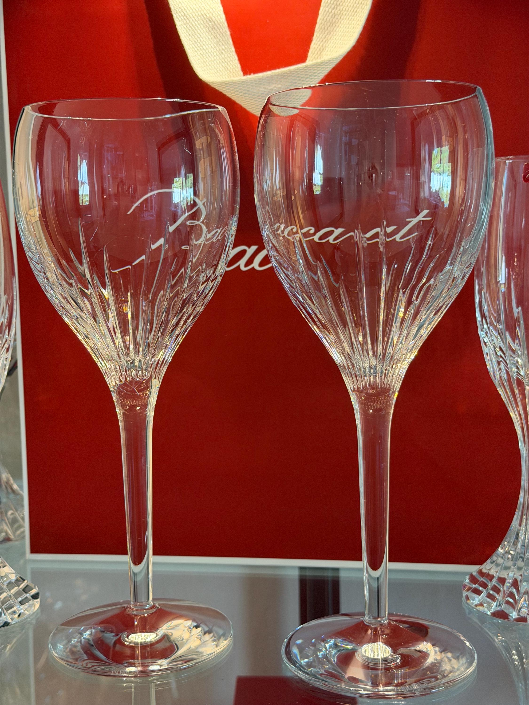 Set of 2 Waterford Crystal Tall Wine Goblets, Signed Irish Cut Crystal Stemware