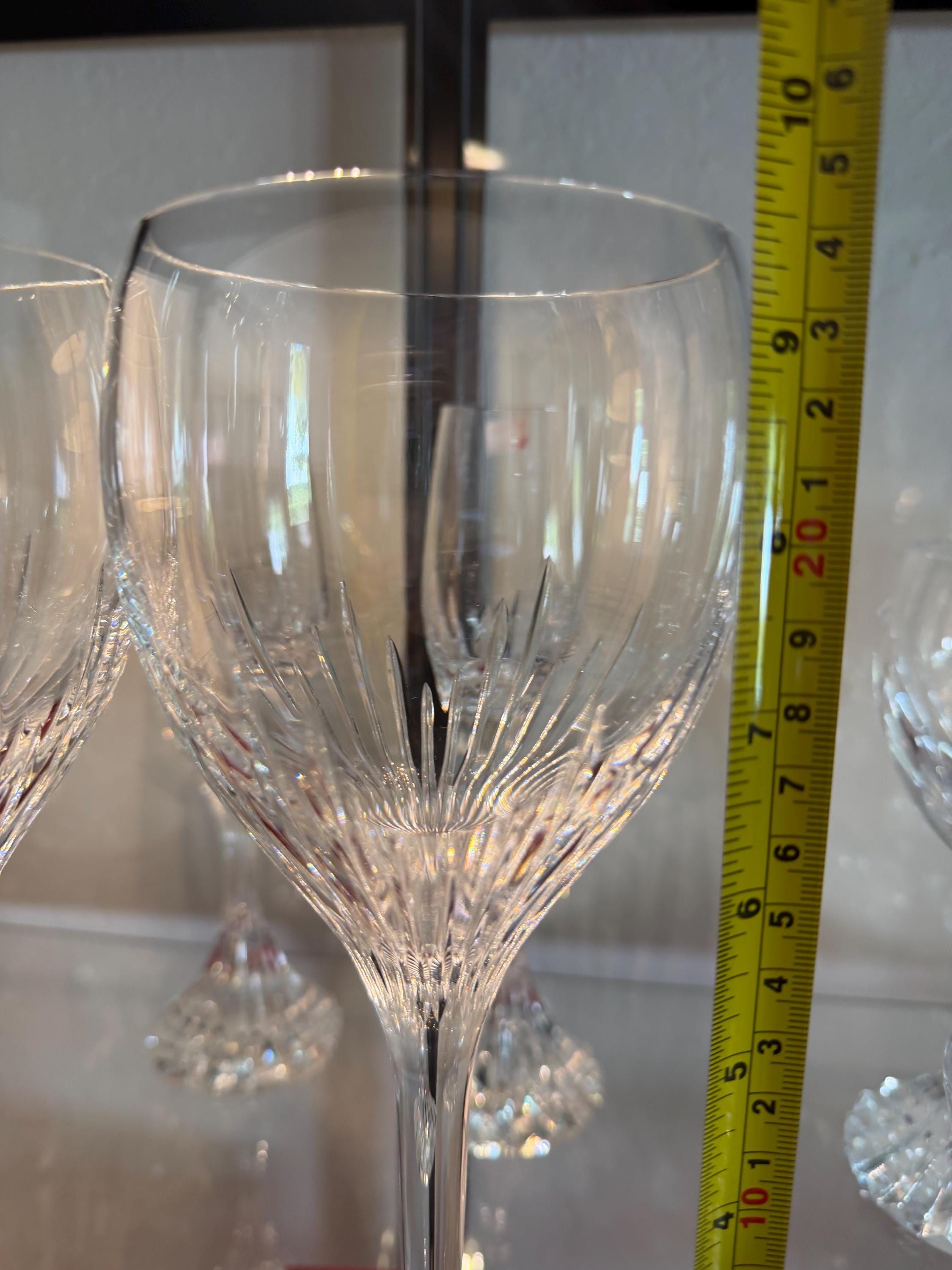 Set of 2 Waterford Crystal Tall Wine Goblets, Signed Irish Cut Crystal Stemware