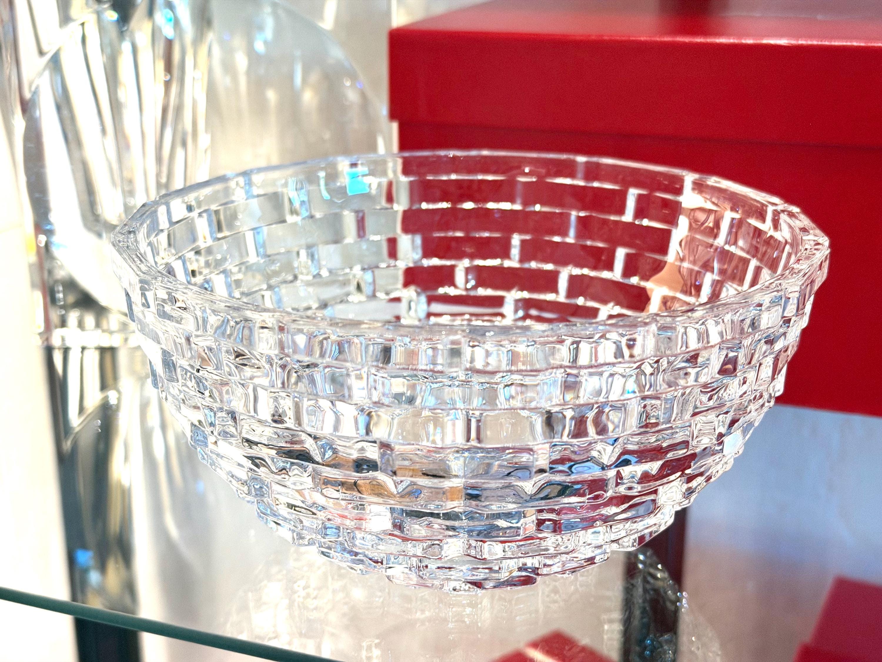 Mikasa Crystal Bowl – Heavy Cut Glass, Brick Pattern Centerpiece Dish