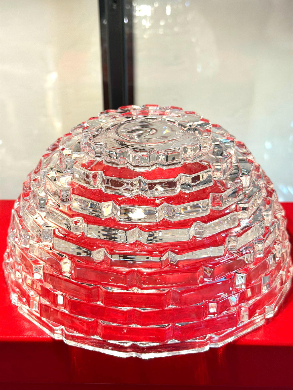 Mikasa Crystal Bowl – Heavy Cut Glass, Brick Pattern Centerpiece Dish