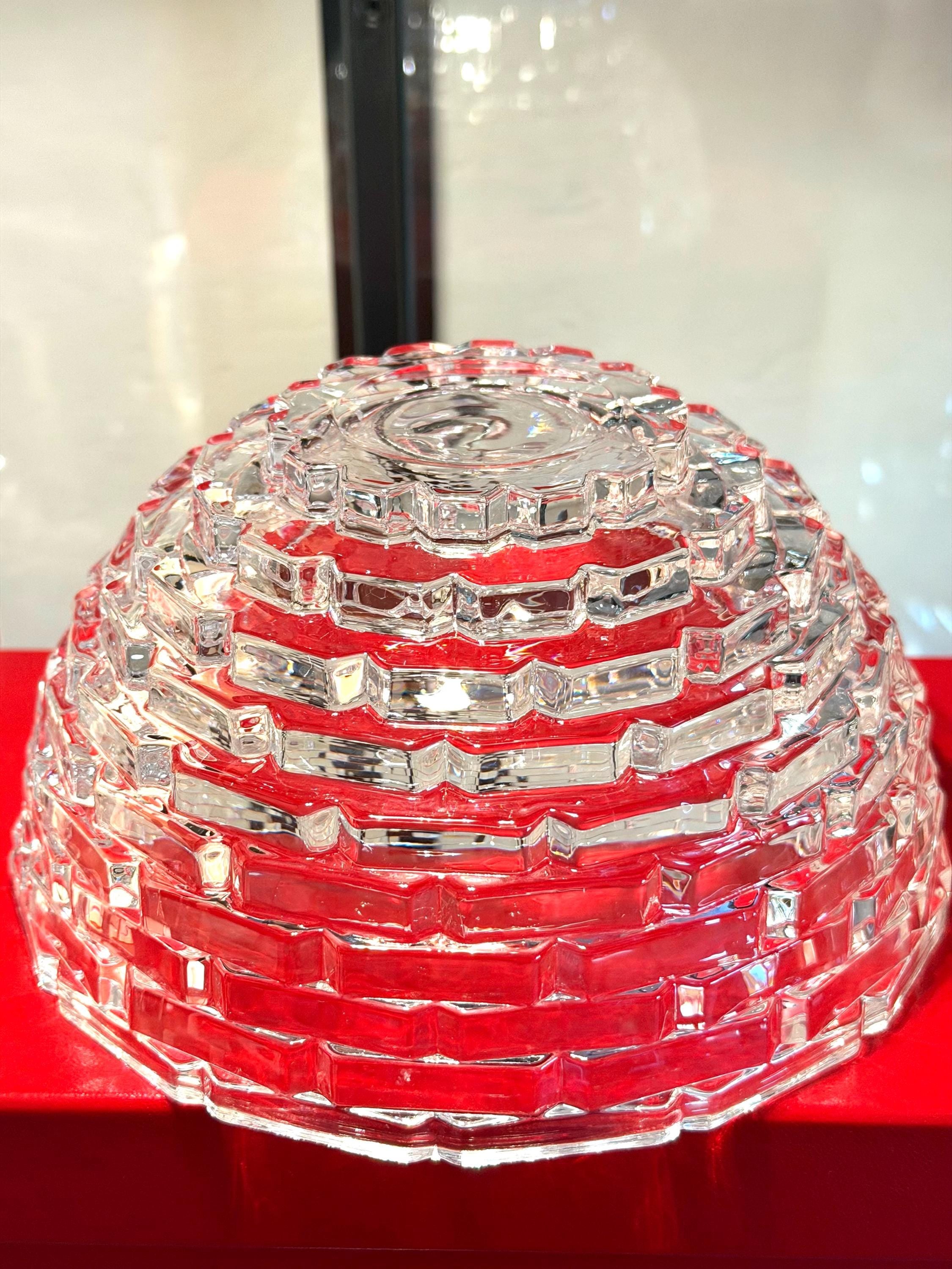 Mikasa Crystal Bowl – Heavy Cut Glass, Brick Pattern Centerpiece Dish
