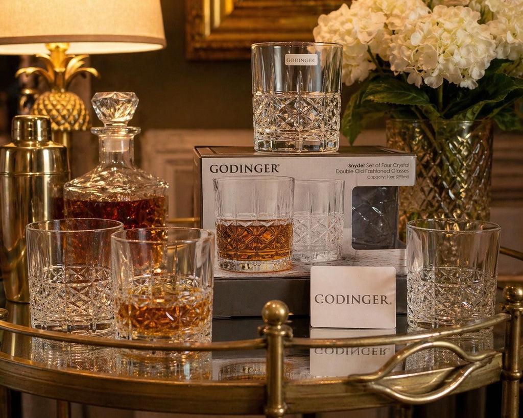 Godinger Crystal Double Old Fashioned Glasses Set of 4 – 10oz DOF – New in Box