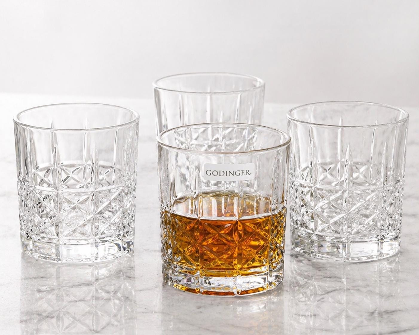 Godinger Crystal Double Old Fashioned Glasses Set of 4 – 10oz DOF – New in Box