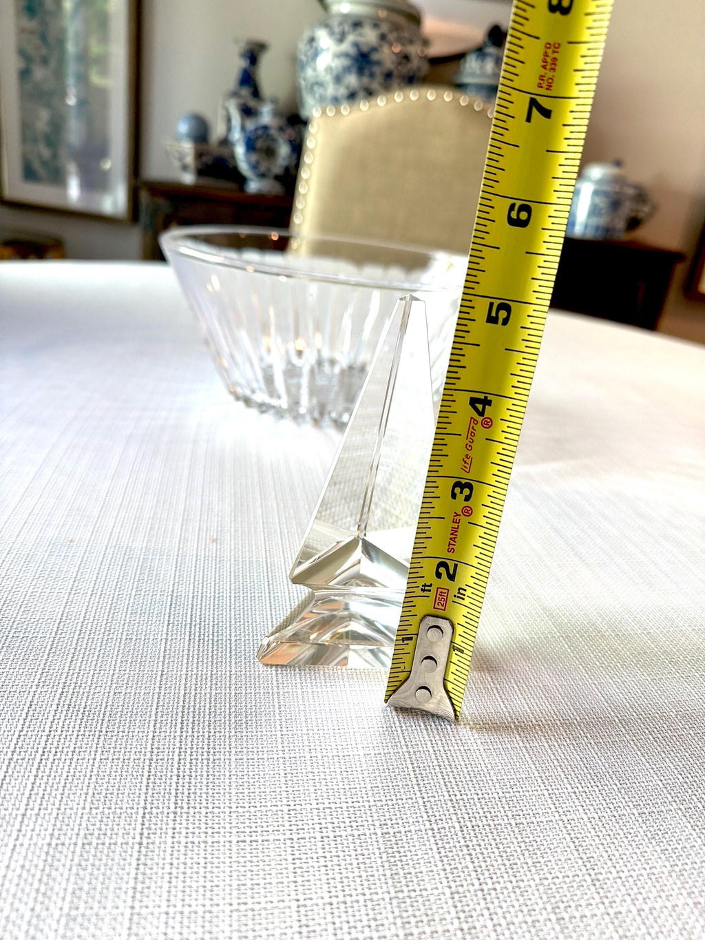 Faceted Crystal Obelisk Sculpture – Modern Geometric Art Glass Decor