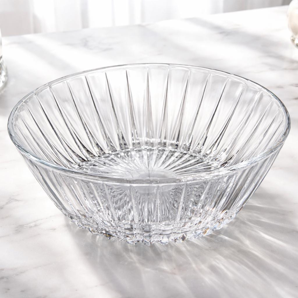 Cristal d’Arques Crystal Bowl – French Fan Cut Centerpiece – Lead Crystal Serving Dish
