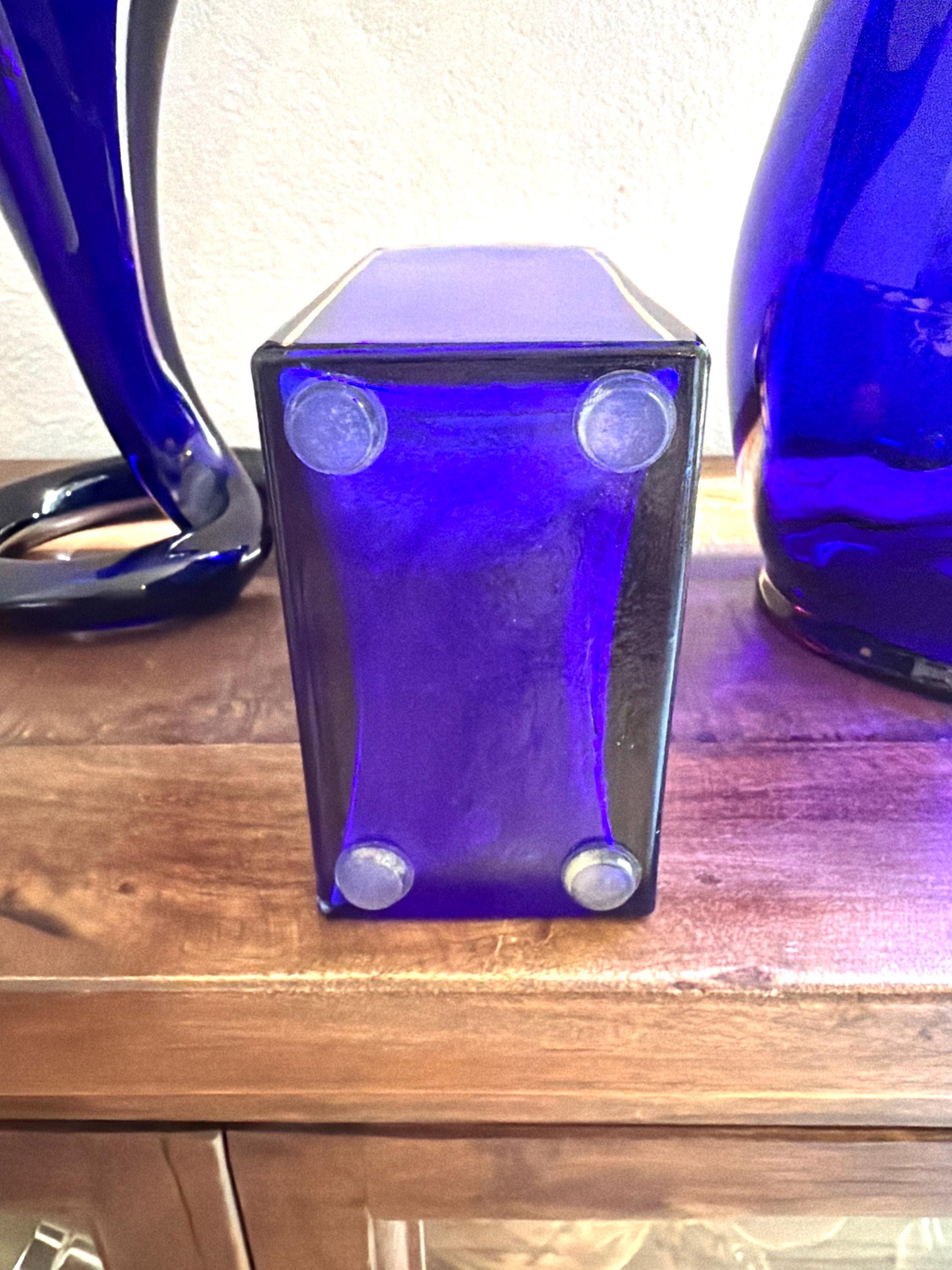 Cobalt Blue Glass Decanter Gold Bee Motif | Vintage Gilt Barware Bottle | Hollywood Regency Accent