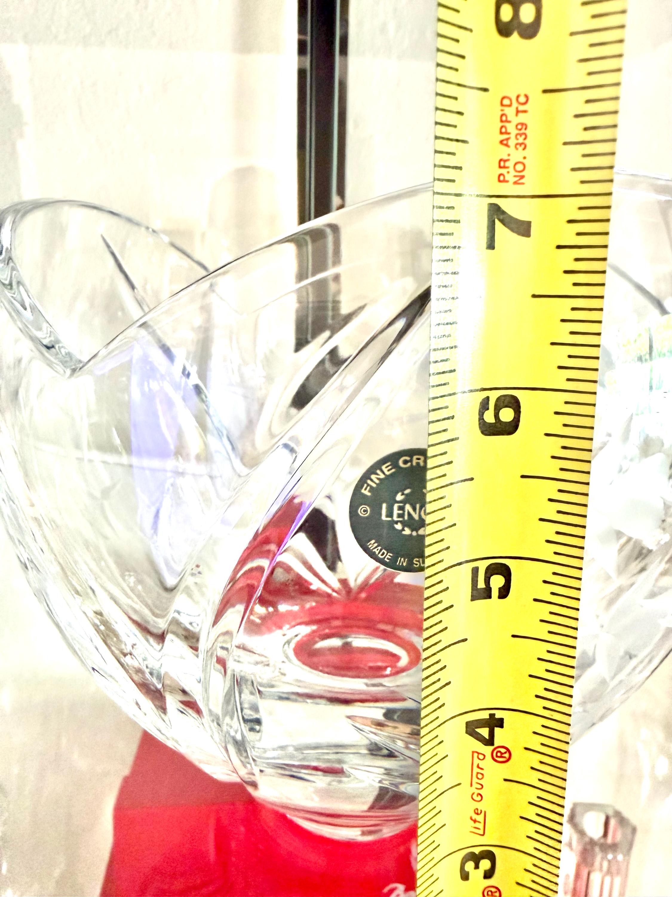 Lenox Crystal Vase, Sculptural Etched Floral Bowl, Made in Slovenia