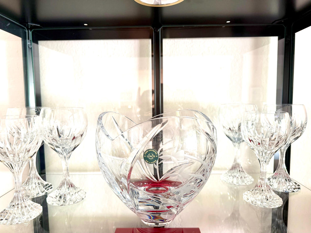 Lenox Crystal Vase, Sculptural Etched Floral Bowl, Made in Slovenia