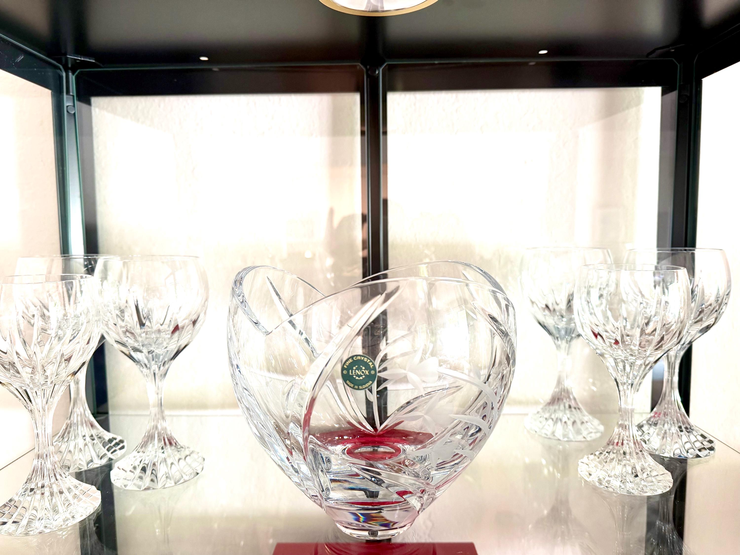 Lenox Crystal Vase, Sculptural Etched Floral Bowl, Made in Slovenia