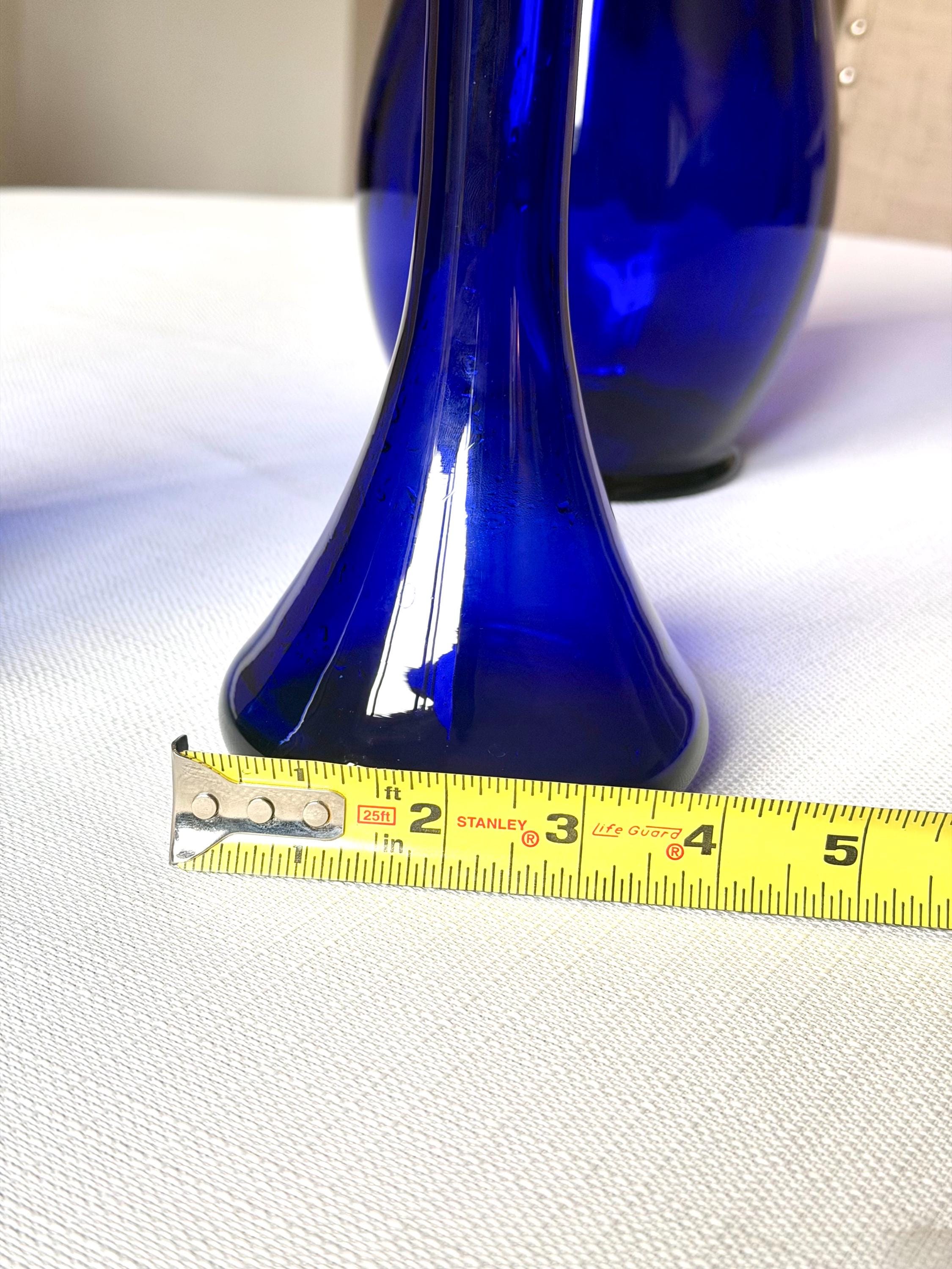 Cobalt Blue Art Glass Bud Vase / Candle Holder – Hand Blown Mid Century Style VINTAGE