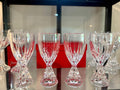 Cut Crystal Goblets Set of 4 Twisted Faceted Stemware Elegant Crystal Wine Glasses Hollywood Regency Style VINTAGE