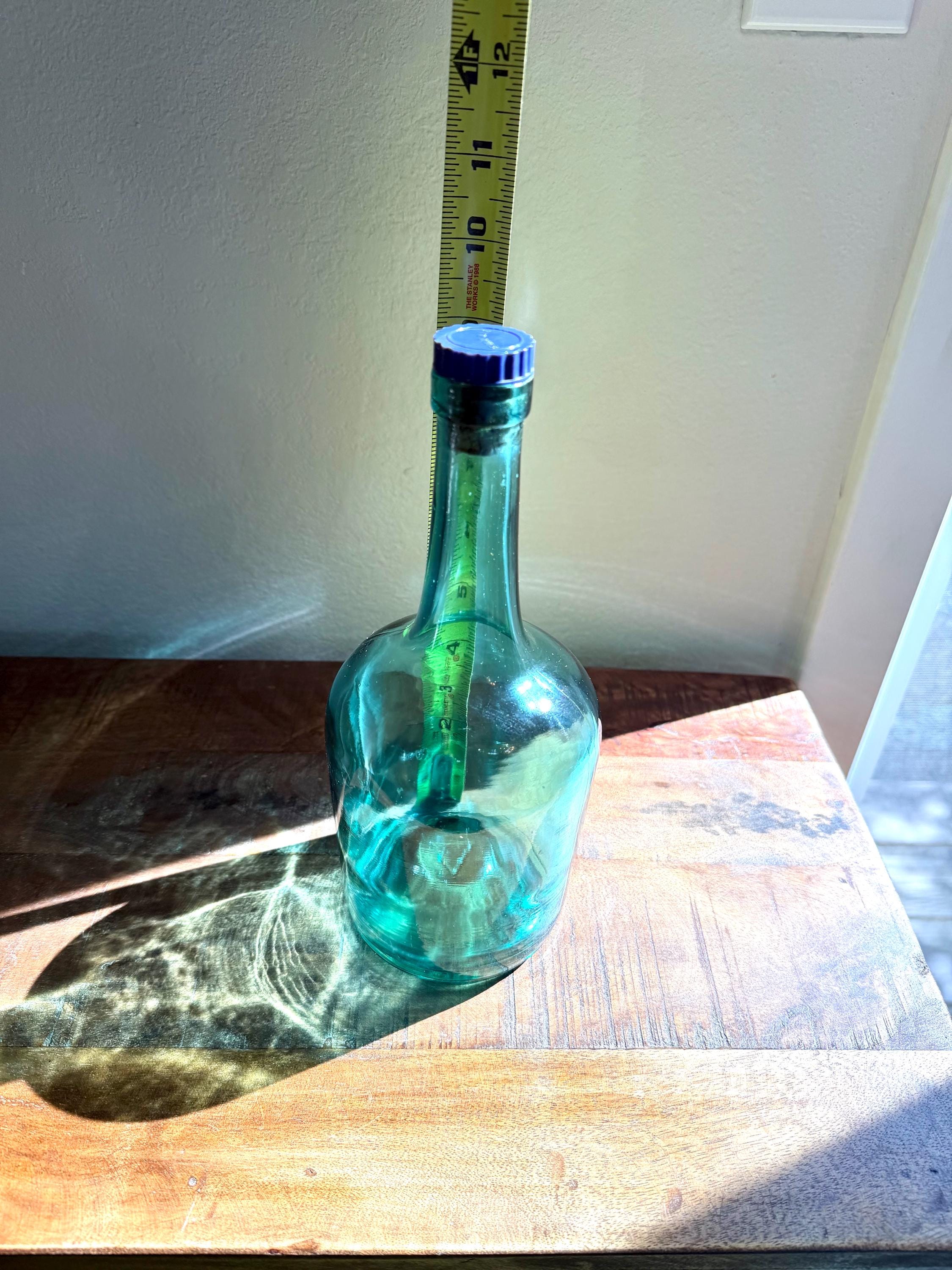 Aqua Blue Demijohn / Decorative Glass Bottle – Hand Blown Style VINTAGE