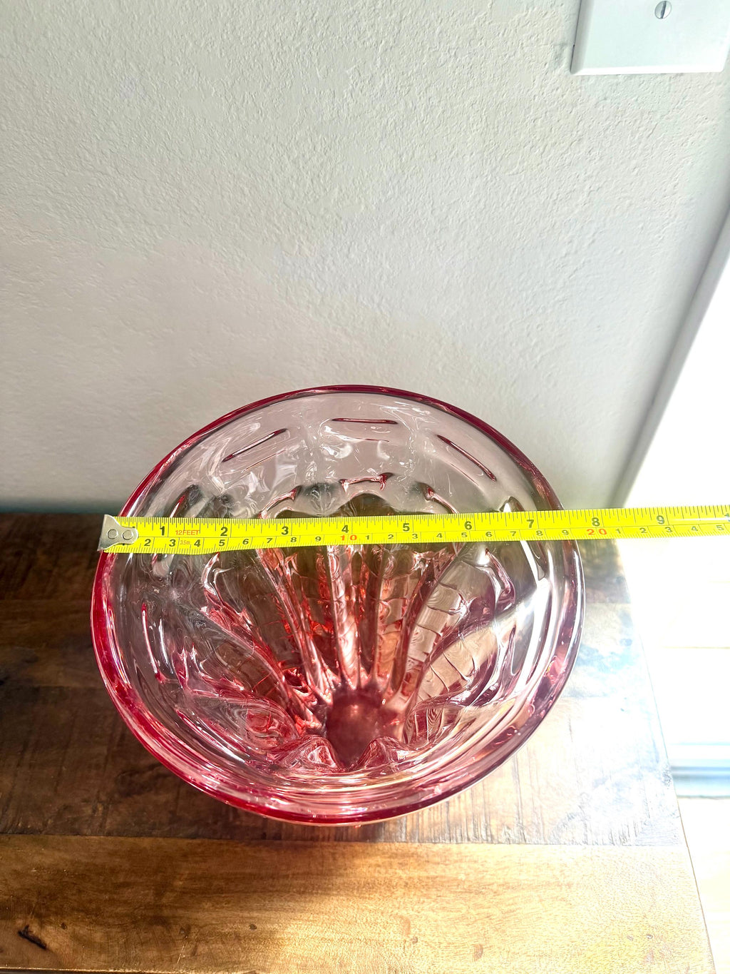 Sculptural Pink Art Glass Vase | Mid-Century Modern Heavy Blush Crystal Bowl