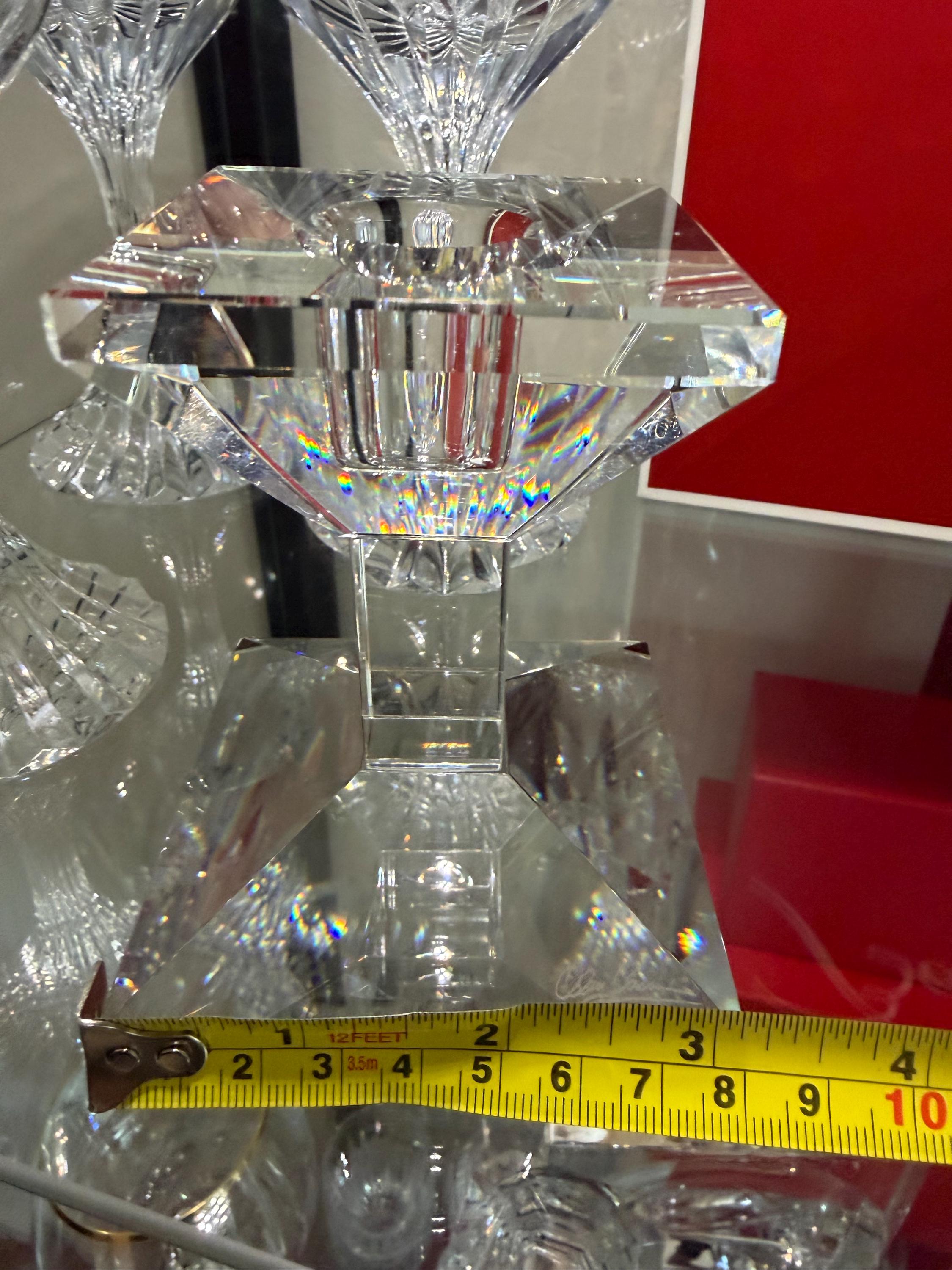 Signed Olga Costa Crystal Candlestick Holder | Faceted Sculptural Modern Décor