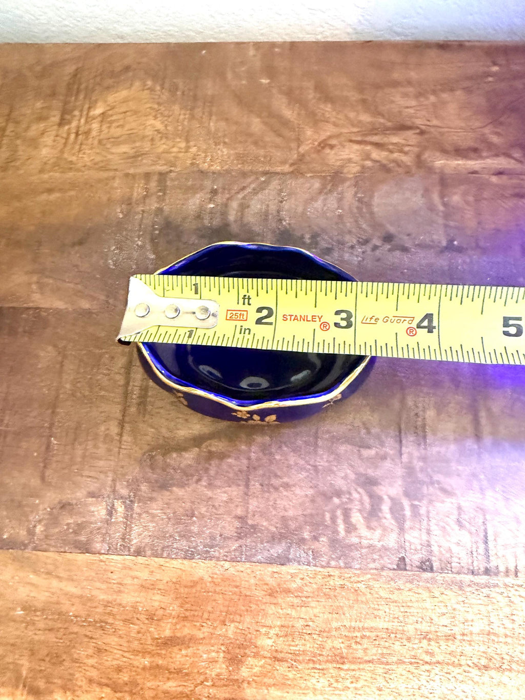Limoges France Cobalt Blue Porcelain Trinket Dish Gold Gilt Floral VINTAGE