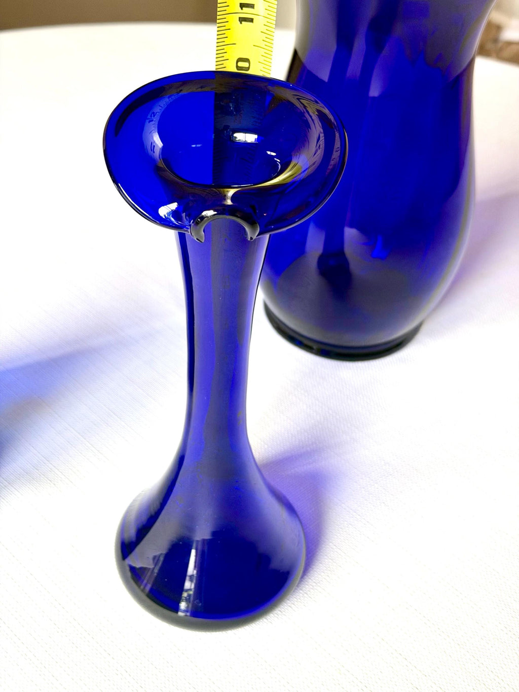 Cobalt Blue Art Glass Bud Vase / Candle Holder – Hand Blown Mid Century Style VINTAGE