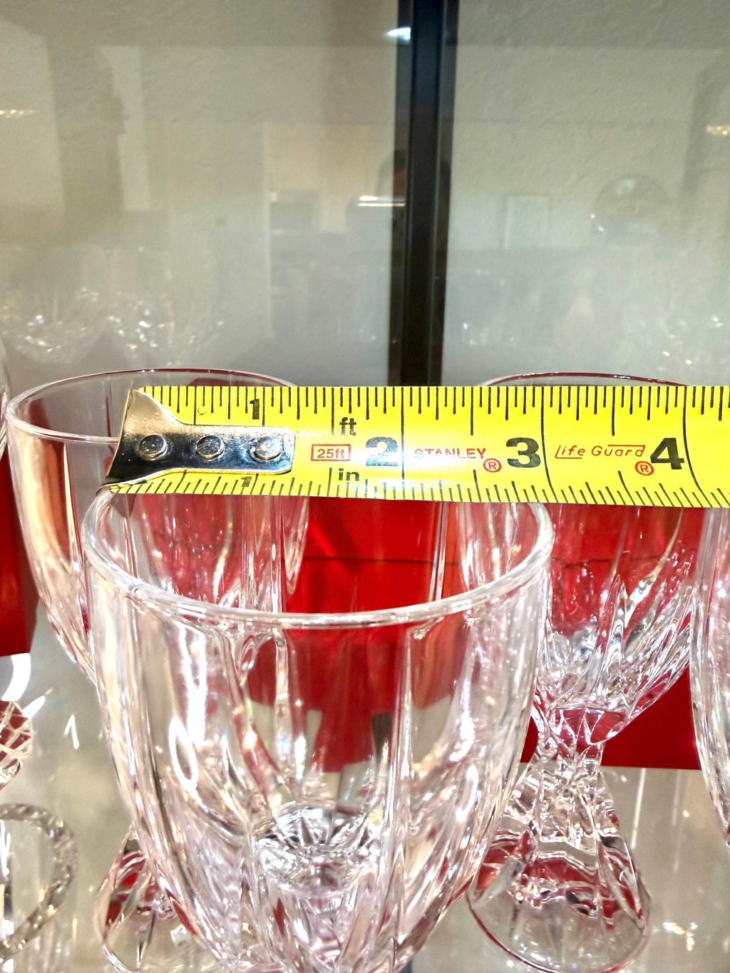 Cut Crystal Goblets Set of 4 Twisted Faceted Stemware Elegant Crystal Wine Glasses Hollywood Regency Style VINTAGE